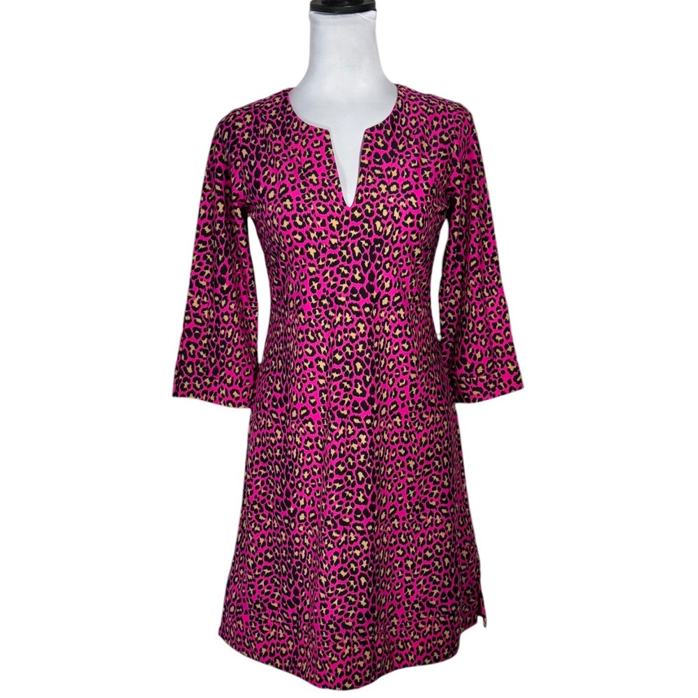 NEW Jude Connally‎ Megan Pink Tunic Shift Dress Size XS Leopard Print Jude Cloth